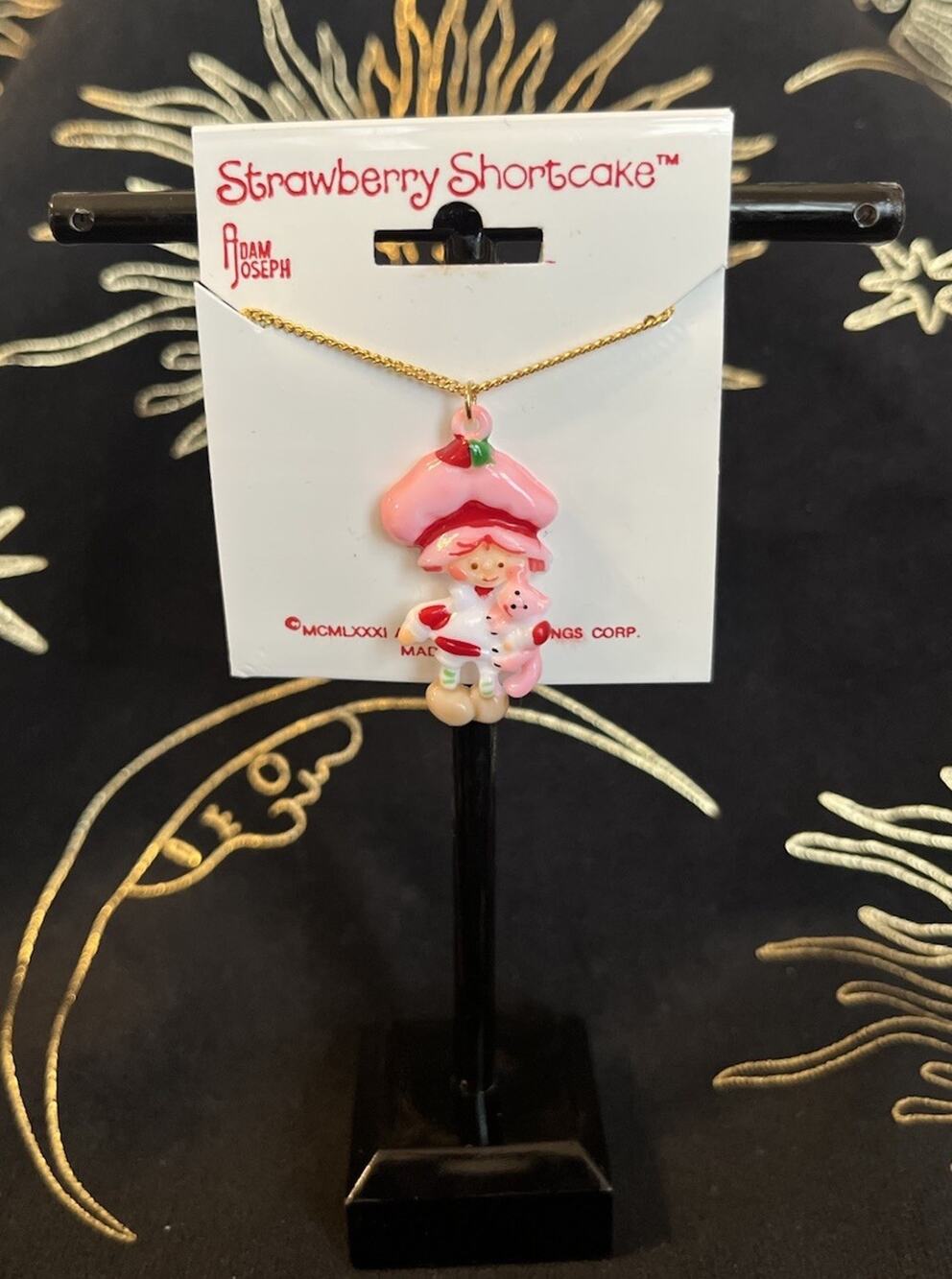 VTG 1981 Strawberry Shortcake Necklace Custard Adam Joseph NOS American Greeting